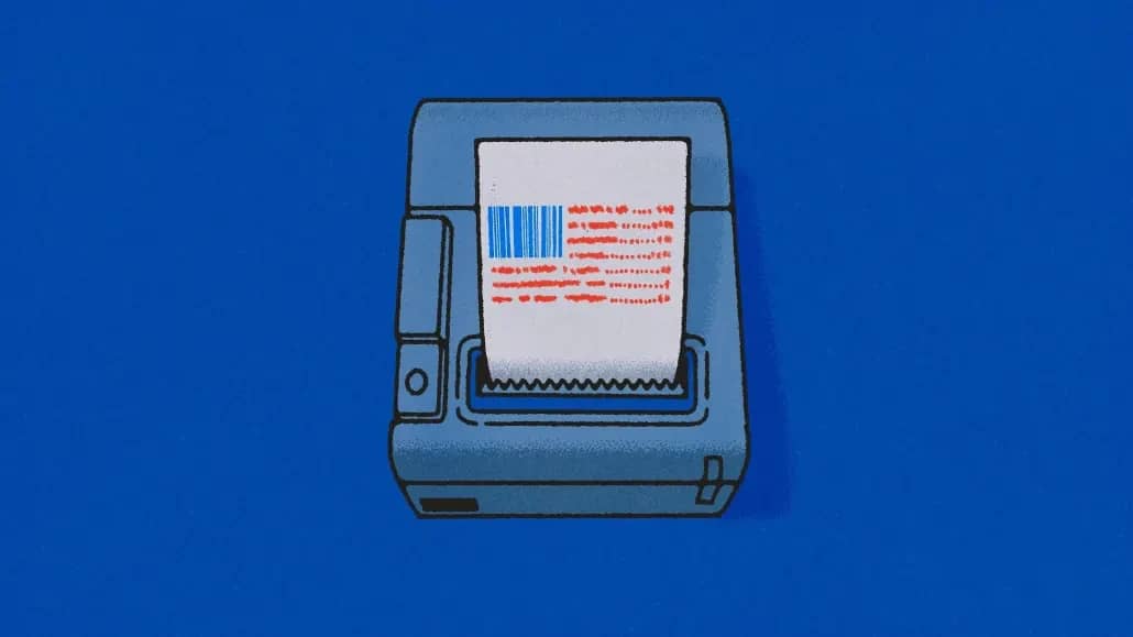 Illustration of a television set with a flag on screen